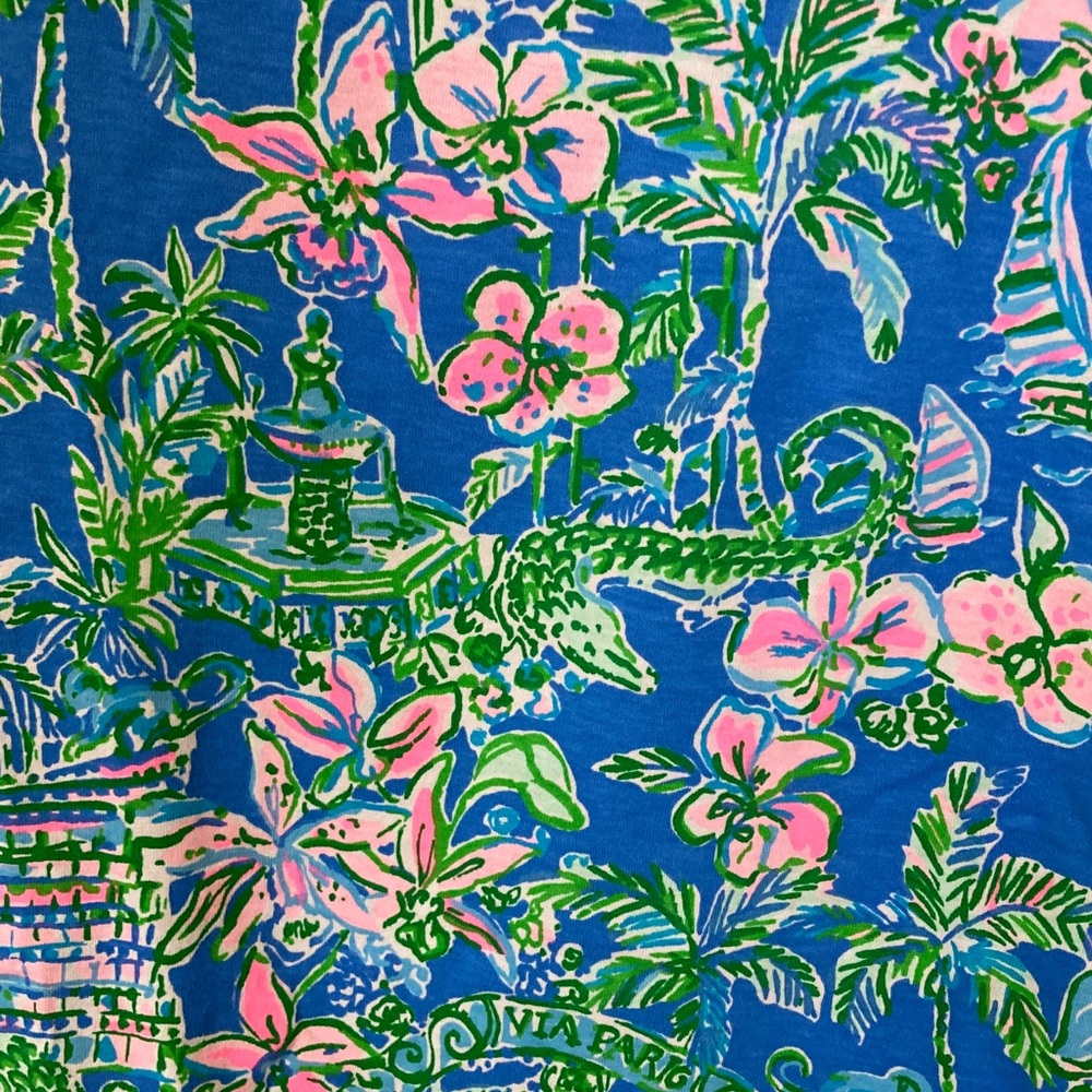 NWT Lilly Pulitzer Blue and Green Floral Tee Shirt Dress - Picture 4 of 10